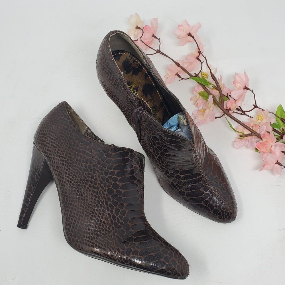 Sam Edelman Brown Snakeskin Ankle Booties Boots 7